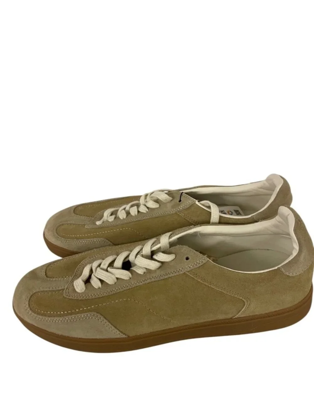 Zara Mens Leather Sneakers EU 45 US 12 Sand Brown Contrast Sole 2288/620 NWOB